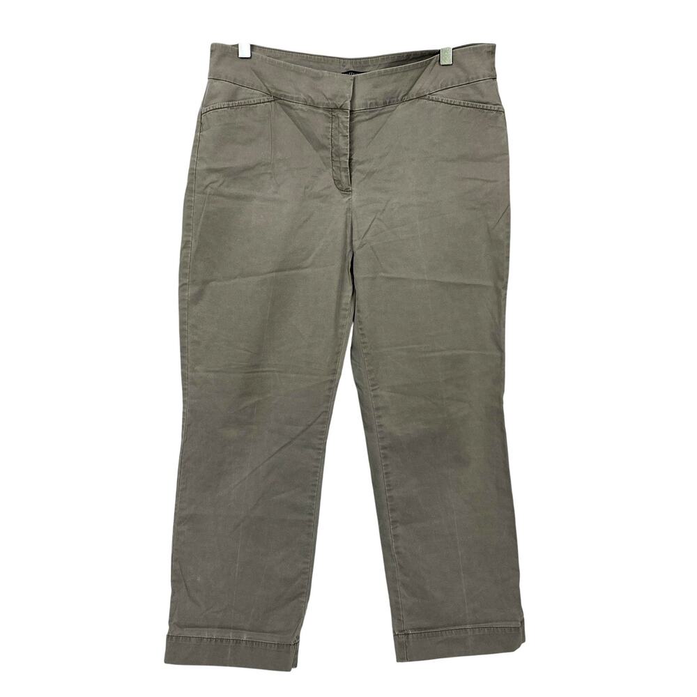 Eileen Fisher Straight Crop Pants Size 10 Gray Lightweight Stretch Pockets 32x25
